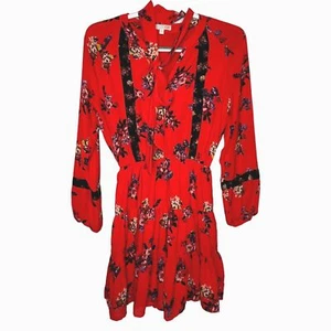 GB Dress Womens Mini Size Small Floral Boho Cottagecore Casual Gianni Bini Red - Picture 1 of 12