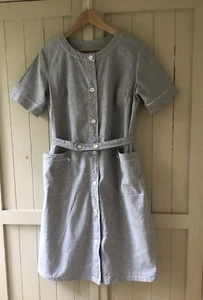 Vintage graues Chore Kleid Taschen Kurzarm - Bild 1 von 6