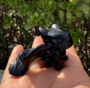 2.5" Natural obsidian Fly dragon Skull carved Quartz Crystal Skull statue 1pc - Picture 1 of 7