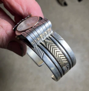 De Estate-Hermosa correa de reloj navajo hecha a mano de oro de 14K "B Morgan" - Imagen 1 de 7