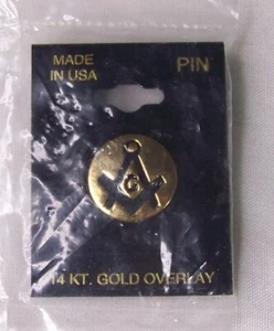 INSIGNIA PIN MASÓNICO VINTAGE SUPERPOSICIÓN ORO 14K - Imagen 1 de 3