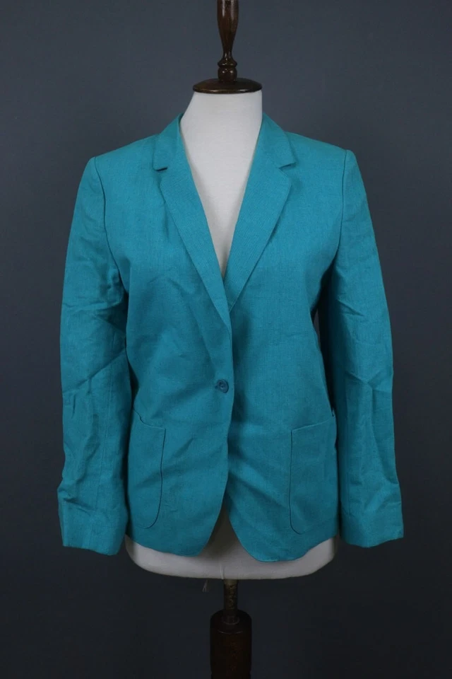 Jaqueta Blazer Mondi Teal Manga Longa Um Botão Confortável Tamanho 8 - Imagem 1 de 4