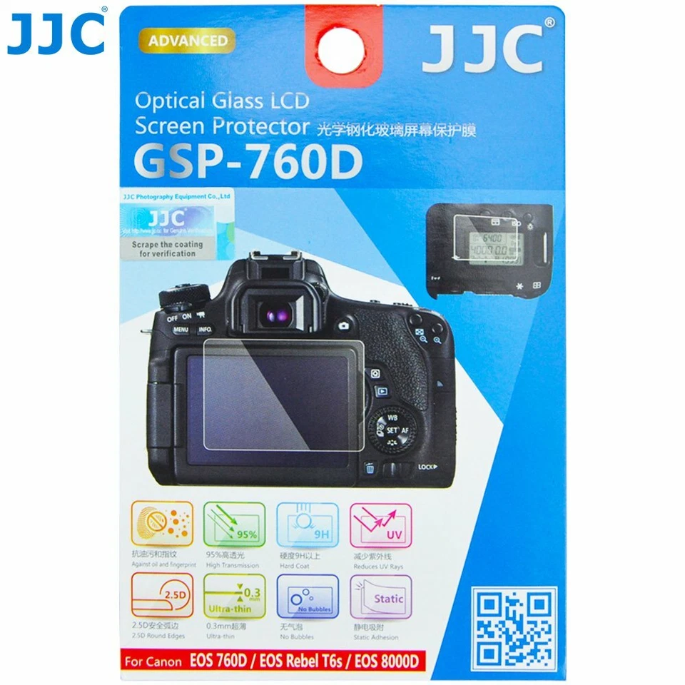 JJC GSP-760D GLASS Screen Protector for Canon EOS 760D 800D T6s T6i 8000D 9000D - Image 1 of 4
