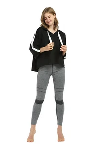 Women’s Casual Cropped Hoodie, 3/4 Sleeve Loose Pullover Sweatshirt Crop Top - Picture 1 of 7