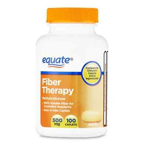 New Equate Fiber Therapy Methylcellulose Caplets, 500 mg, 100 Count - Picture 1 of 5