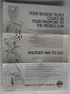 Dauerkarten-Bestellformular "Boston Minutemen Soccer" 1974 mit WM-Verlosung - Bild 1 von 1