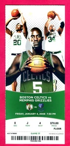 NBA FULL TICKET! 1/4/08 CELTICS/GRIZZLIES - Picture 1 of 1