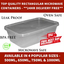 Microwave Containers Food Safe Leak Proof Clear Plastic and Lids *24hr DELIVERY*
