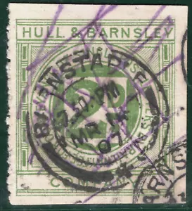 GB H&BR RAILWAY Letter Stamp 2d HULL & BARNSLEY Rare 4th Issue 1907 CDS SBW145 - Picture 1 of 6