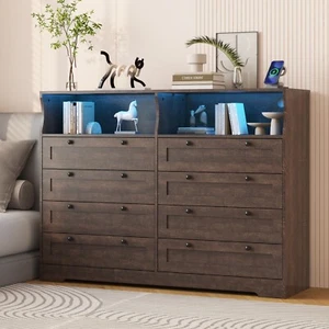 Wood Dresser for Bedroom with 8 Drawers Storage Cabinet Modern Chests of Drawer - Picture 1 of 58