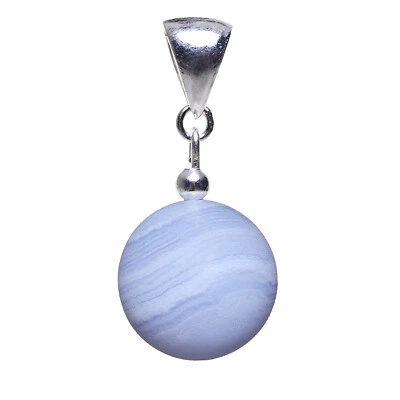 Anhänger aus Chalcedon Kugel & 925 Silber glatt hell-blau Chalzedon Edelstein - Bild 1 von 4