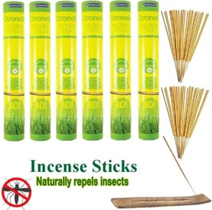 Citronella INCENSE STICKS Outdoor Garden Anti Fly Mosquito Insect Repellent - Picture 1 of 12