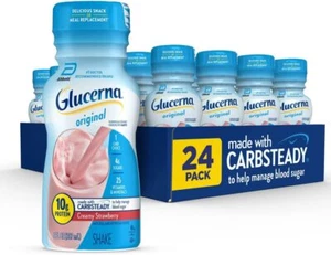 (24 Pack) Glucerna Original Diabetic Nutrition Shake, Creamy Strawberry, 8 Fl Oz - Picture 1 of 7