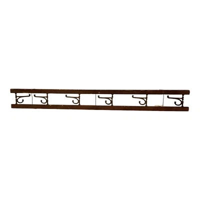 VTG Railroad Pullman Schoolhouse Wood & Metal Hanging Folding 6 Hook Rack 34" - Image 1 of 4