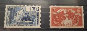 Frankreich 1935 Arbeitslose Geistige Hilfskasse 2er Set Falz postfrisch - Bild 1 von 1