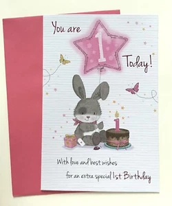CUTE NEW GIRLS 1ST BIRTHDAY CARD “YOU ARE 1 TODAY!” / FIRST BIRTHDAY (FREE POST) - Picture 1 of 4