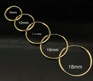 Solid 14K Yellow Gold Multi Size Endless Hoop Earrings - Picture 1 of 5