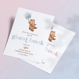 Guest Book Table SIGN Christening / Baptism / Baby Shower in Pink or Blue (BE11) - Picture 1 of 3