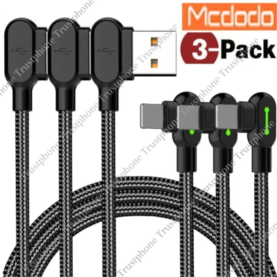 3 Pack Mcdodo 90 Degree Elbow USB Cable Charger Cord For iPhone 11 12 13 14 Pro - Image 1 of 4
