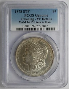 1878 8TF Morgan Silber Dollar VAM 14,15 Linien im Haar PCGS echte Reinigung sehr schön - Bild 1 von 5