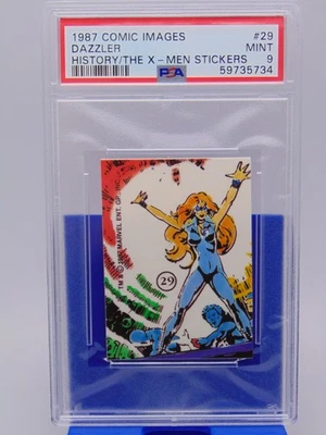 1987 Comic Images Sticker Card #29 History X-Men Dazzler PSA Graded MINT 9 RARE - Image 1 of 3