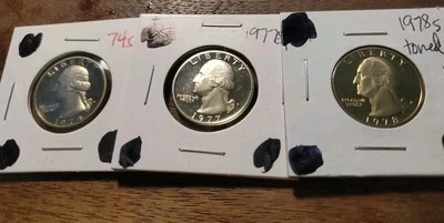 3 PROOF WASHINGTON QUARTERS, 1974-S, 1977-S & 1978-S, GREAT TRIO, FLAWLESS! - Image 1 of 4