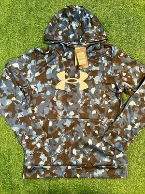 Sudadera con Capucha Under Armour Grande Logo Azul Y Negro Camuflada Calce Suelto para Niños ~ Juventud L ~ $45 Foto 1 de 4