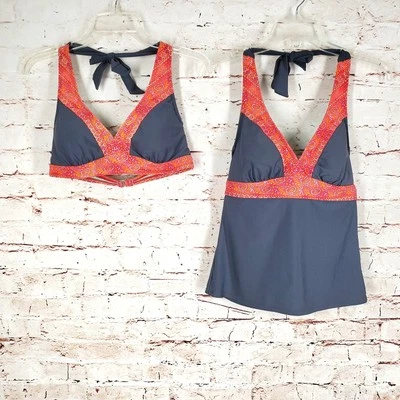 Sujetador Athleta Ventana Copa Halter Tankini y Bikini Top 36 B/C Gris Almohadillas Extraíbles Foto 1 de 4