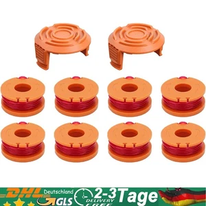 8x Rasentrimmer Spule + 2x Schnur Kappe Ersatz Für Worx WA0010 WG154 WG163 WG180 - Bild 1 von 9