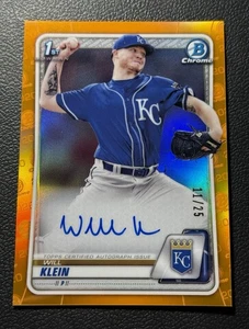 2020 Bowman Chrome Will Klein ORANGE REFRACTOR AUTO /25 Dodgers World Series  - Picture 1 of 2