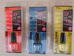 LA Colors 3 Stück Pop On Nagel Tips & Lack - Sargnägel Tips - Bild 1 von 5