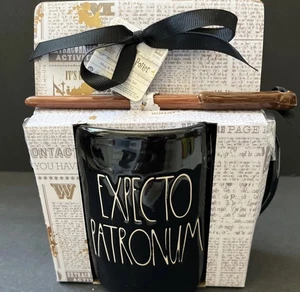Rae Dunn Harry Potter EXPECTO PATRONUM  Double Sided Mug And Stir Wand Deer NEW - Picture 1 of 3
