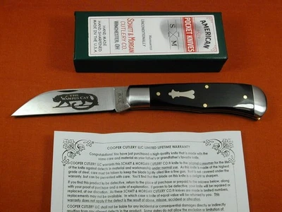 SCHATT & MORGAN SMTH BUFFALO HORN WAMPUS CAT KNIFE COOPER CUTLERY USA RARE 3WBH - Image 1 of 4
