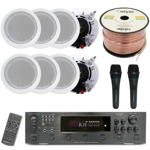 Audio de alimentación de cine en casa Bluetooth 6 canales 6 k vatios, 2 CANTIDADES de micrófono con cable - Imagen 1 de 11