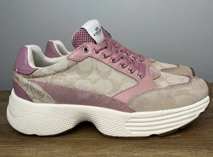 Coach Canvas Logo Suede Lace Up Sneaker FG5057 Shoes Women’s Size 7B - Picture 1 of 9