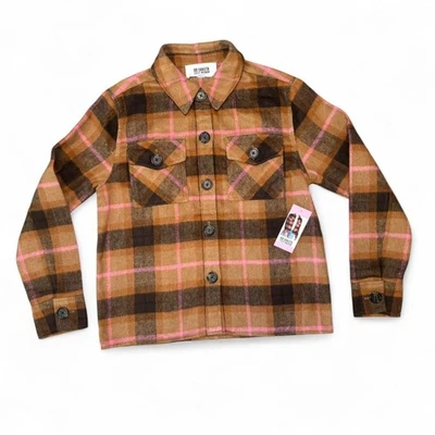 NUEVO CON ETIQUETAS BB Dakota Steve Madden Mujer’s Chaqueta de Vellón a Cuadros Pequeña Marrón Rosa Foto 1 de 4