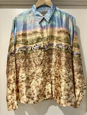 Camisa a Presión Wrangler Western Pearl Para Mujer Talla XL Estampado de Caballo Rancho Vaquera Retro Foto 1 de 4