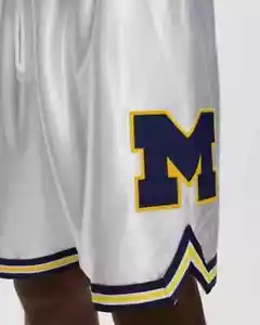 Mitchell & Ness Michigan Wolverines FAB FIVE WEBBER ROSE AUTHENTIC SILK SHORTS - Picture 1 of 18