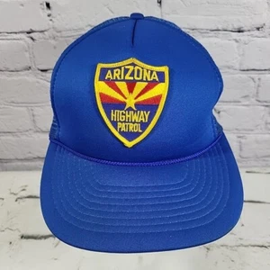 Vintage Trucker Hat Arizona Highway Patrol Patch Mens Blue Rope Snapback Cap - Picture 1 of 7