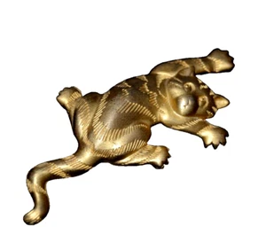 JJ Jonette CLIMBING KITTY CAT Brooch Pin Signed Dated 1988 Gold-tone Vintage - Picture 1 of 3
