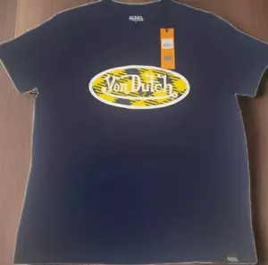 Women's Large Von Dutch Checkerboard Logo Blue Short Sleeve T-shirt - Picture 1 of 8