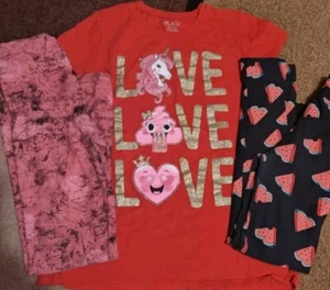 LuLaRoe Kids Tween Valentines Leggings Set Of 2, Shirt Included, Lot Of 3 - Picture 1 of 10
