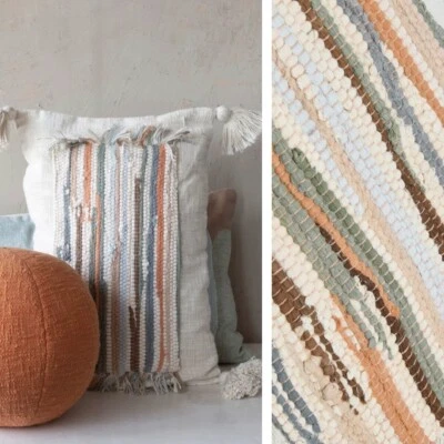 NUEVO Anthropologie Boho Borla Tejido Lumbar Almohada e Inserto - 16 x 24 Foto 1 de 4