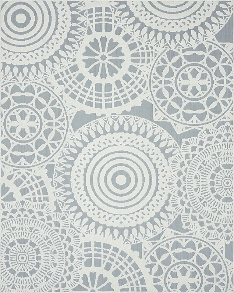 Blue Geometric Synthetics Loops Hoops Dots Runner BRZ1306 - Aprx 2'2"x7'3" - Image 1 of 1