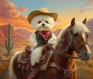 Bichon Frise Cowboy Mauspad Geschenk Spaß Kunst für Ihren Computer Hundeliebhaber Geschenk - Bild 1 von 1