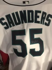 MICHAEL SAUNDERS SEATTLE MARINERS #55 MAJESTIC PRO AUTHENTIC MLB SIGNED JERSEY - Picture 1 of 24