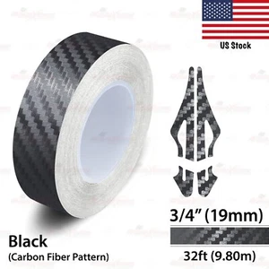 3/4" Vinyl Pinstriping Pin Stripe Styling Tape Sticker 19mm CARBON FIBER BLACK - Picture 1 of 12