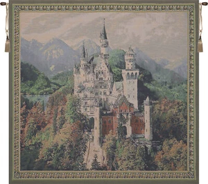 Neuschwanstein Castle Belgian Tapestry Jacquard Woven Wall Art - Picture 1 of 6