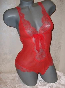  NWT $198 Victoria Secret Designer Collection M Red Silk Teddy - Picture 1 of 5