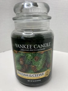 Yankee Candle BALSAM & CEDAR Festive Series Large Jar 22 oz Candle  VTG NOS NEW - Picture 1 of 9